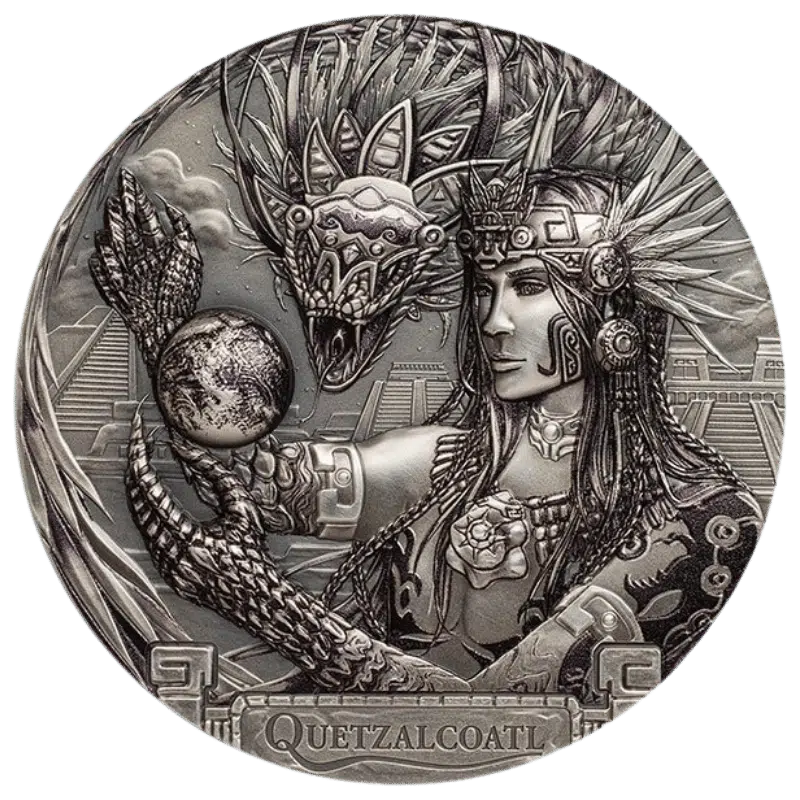 Ancient Gods - Quetzalcoatl Aztec Silver Coin 3 Oz 2017