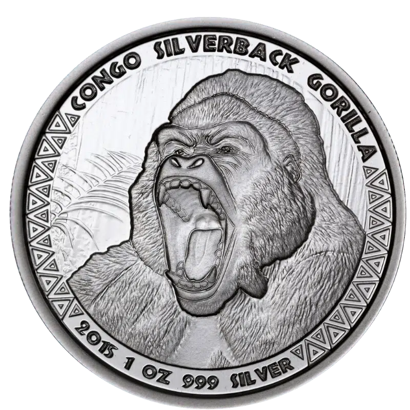 Congo Silverback Gorilla Silver Coin 1 Oz 2015