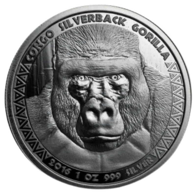Congo Silverback Gorilla Silver Coin 1 Oz 2016