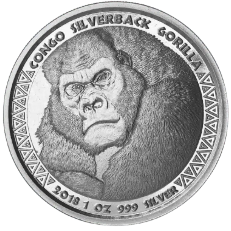 Congo Silverback Gorilla Silver Coin 1 Oz 2018