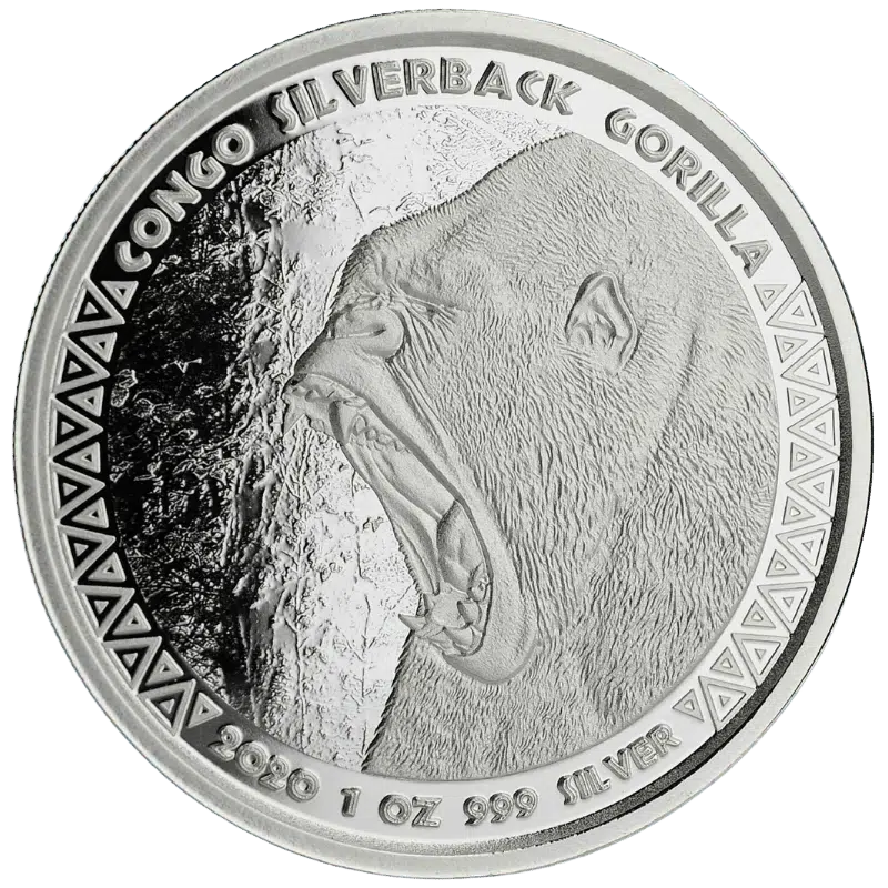 Congo Silverback Gorilla Silver Coin 1 Oz 2020