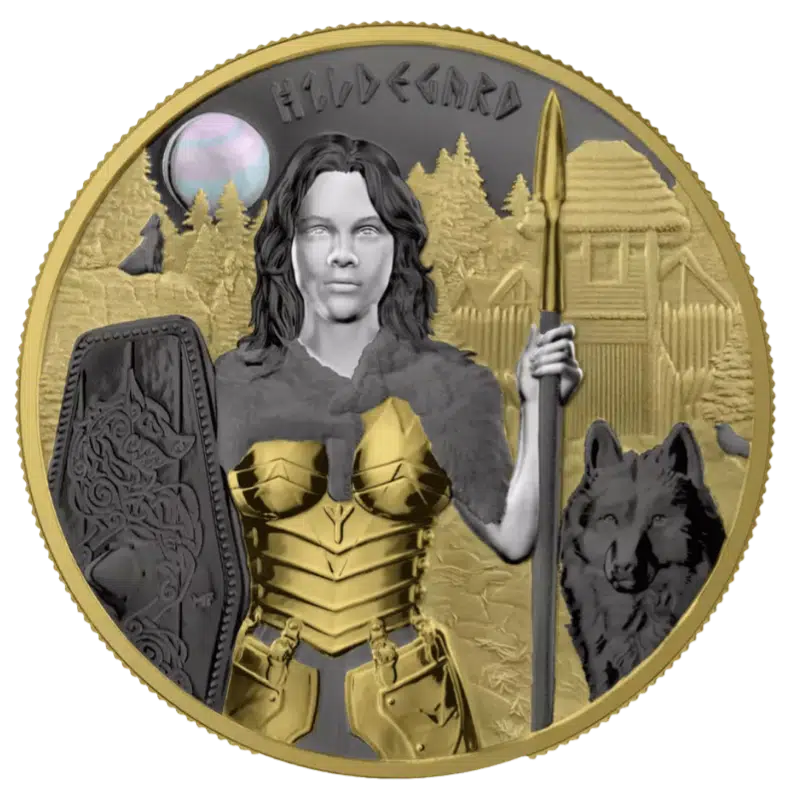 Valkyries - Hildegard Valhalla Silver Gilded Coin 1 Oz 2022