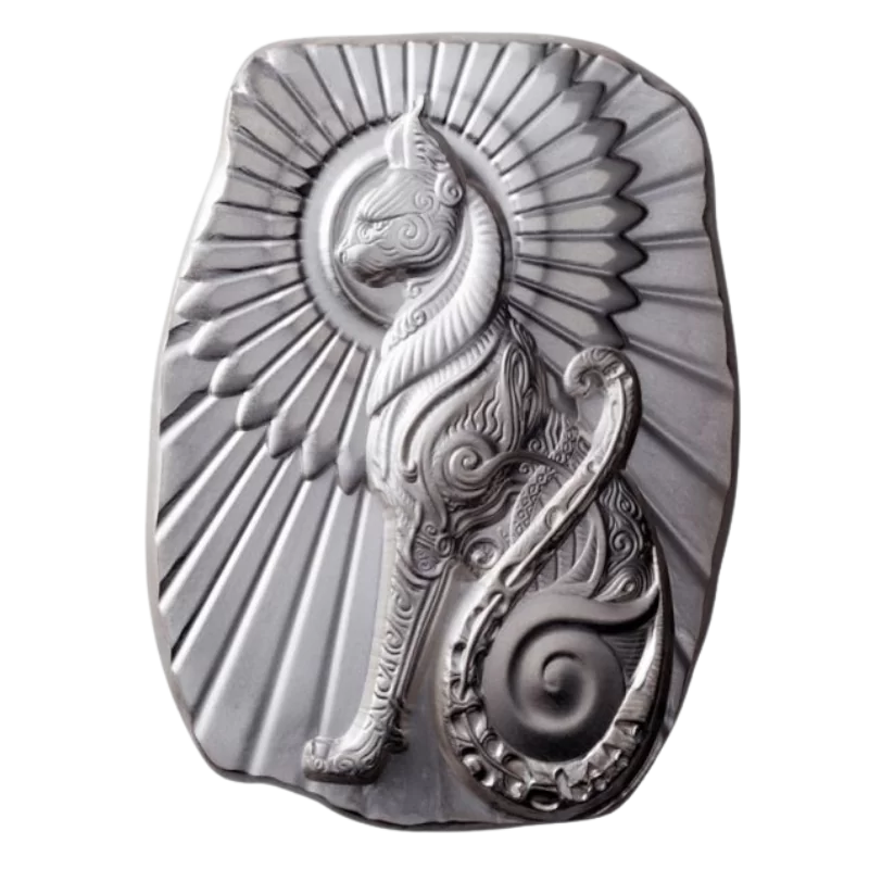 Sculptural Art Collection - Egyptian Cat Silver Bar 5 Oz 2023
