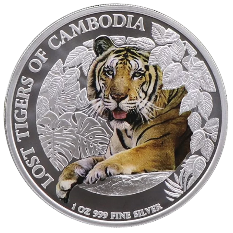 Cambodia Wildlife Lost Tigers Of Cambodia Silver Color Coin 1 Oz 2023