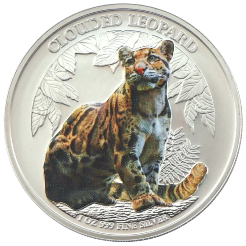 Cambodia Wildlife - Clouded Leopard Silver Color Coin 1 Oz 2023