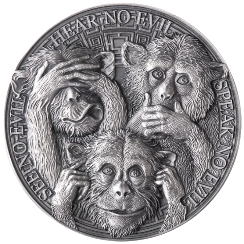 Life Quotes - Three Wise Monkeys Silver Coin 1 Oz 2022