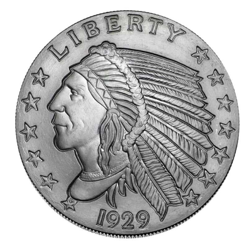 Incuse Indian Silver Round 5 Oz