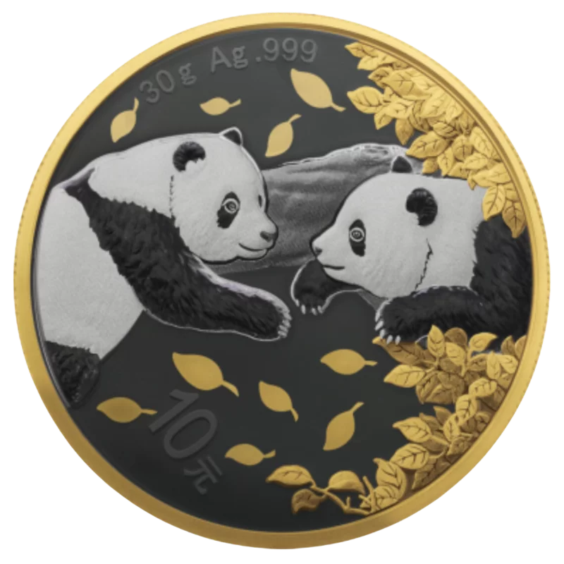 Golden Ring - Chinese Panda Silver Gilded Coin 30 Gram 2023
