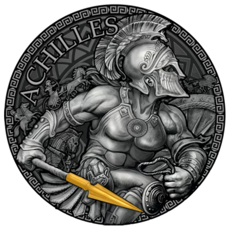 Great Greek Mythology - Achilles Silver Gilded Coin 2 Oz 2023