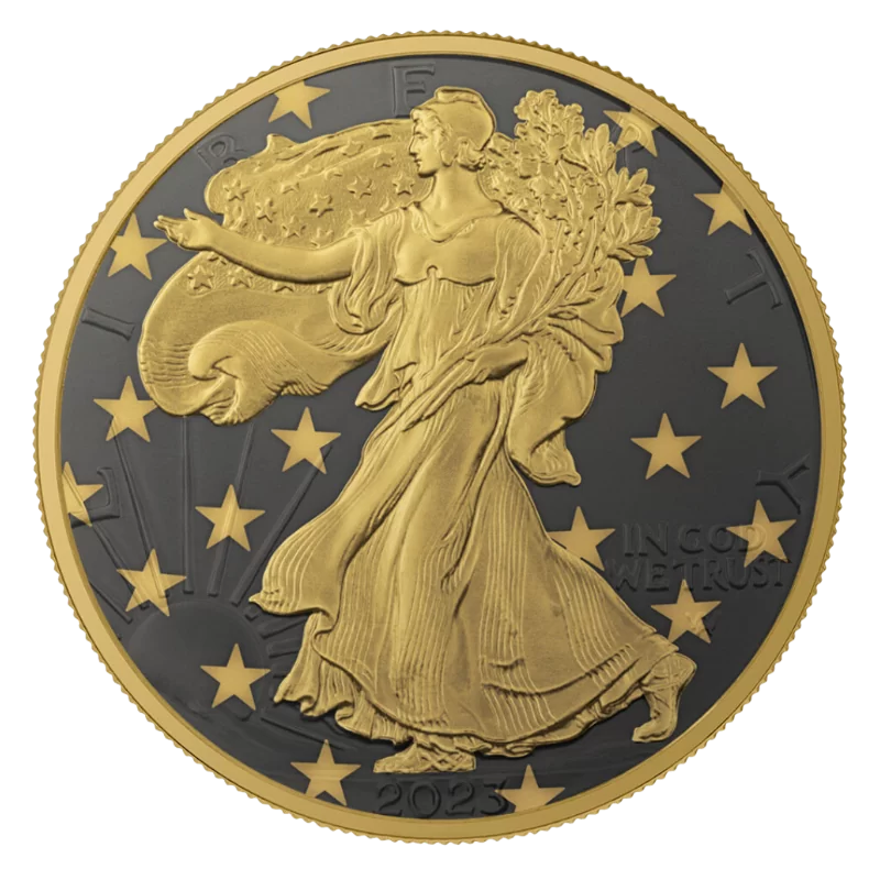 Golden Ring - American Eagle Silver Gilded Coin 1 Oz 2023