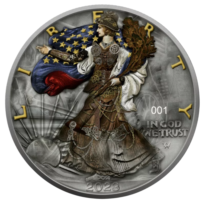 American Eagle - Steam Punk Silver Gilded Color Coin 1 Oz 2023