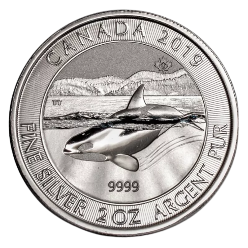 Canadian Wildlife Orca Whale Silver Coin 2 Oz 2019