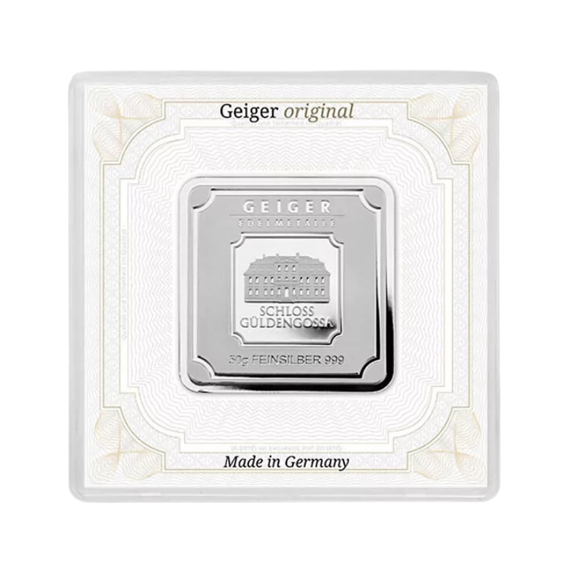 Geiger Edelmetalle Square Silver Bar 50 Gram
