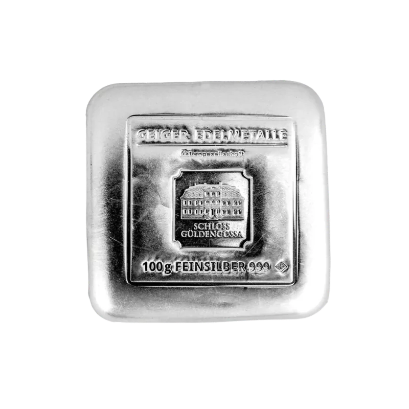 Geiger Edelmetalle Square Silver Cast Bar 100 Gram