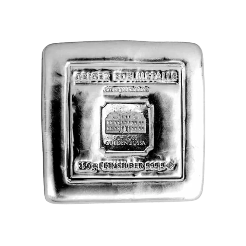 Geiger Edelmetalle Square Silver Cast Bar 250 Gram