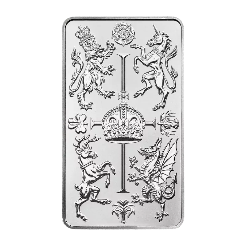 Britannia Celebration KCIII Coronation 10 Oz Silver Wafer Bullion Bar - Vinyl Wrap