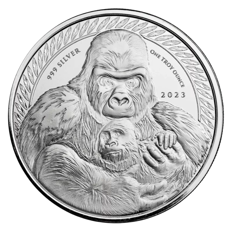Congo Silverback Gorilla Silver Coin Proof like 1 Oz 2023