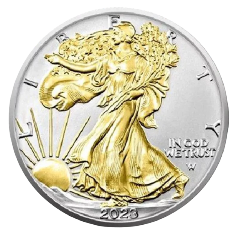 American Eagle Silver Yellow Gilded Coin 1 Oz 2023