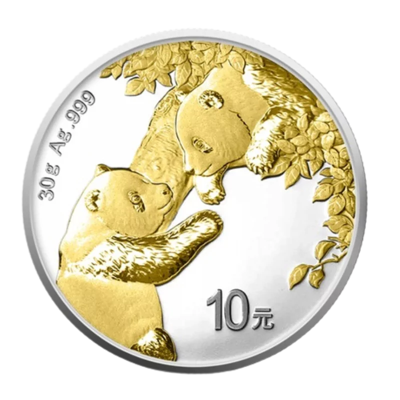 Chinese Panda Silver Gilded Coin 30 Gram 2023
