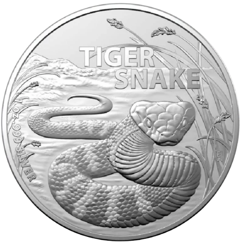 Australia's Most Dangerous - Tiger Snake Silver Coin BU 1 Oz 2024