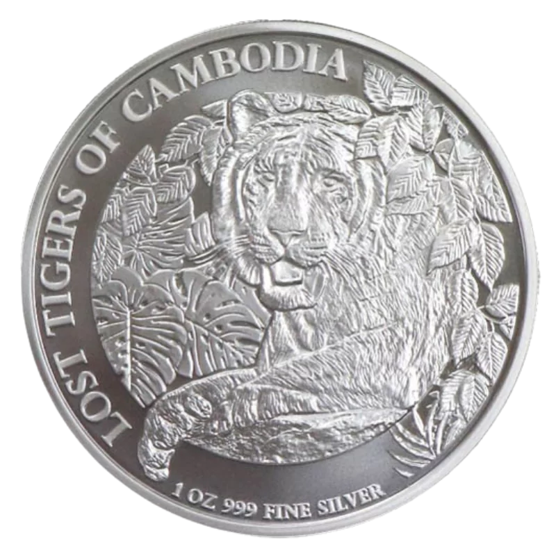 Cambodia Wildlife - Lost Tigers Of Cambodia Silver Coin BU 1 Oz 2023