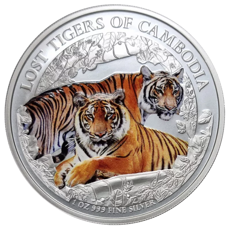 Cambodia Wildlife Lost Tigers Of Cambodia Silver Color Coin 1 Oz 2024