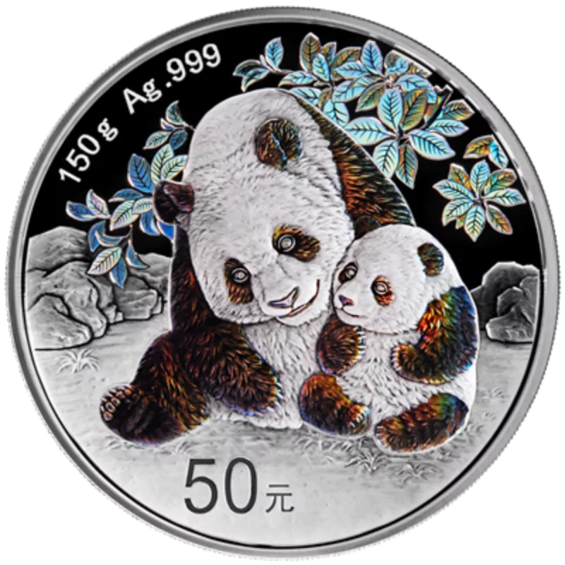 Chinese Panda Iridescent in Rainbow Silver Coin 150 Gram 2024