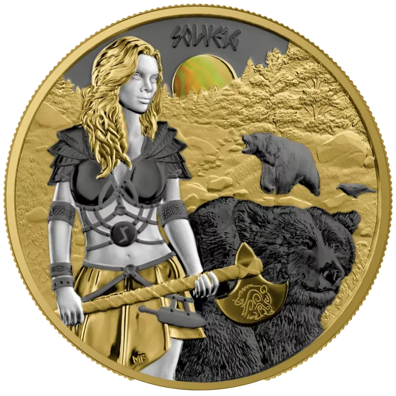Valkyries - Solveig Valhalla Silver Gilded Coin 1 Oz 2024