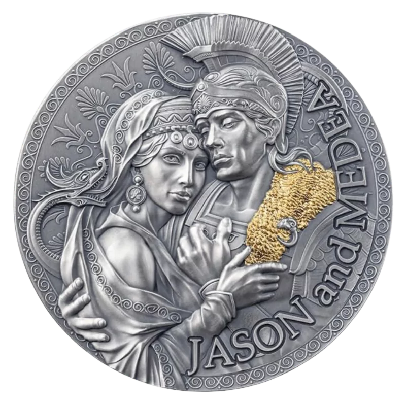 Great Greek Mythology – Jason and Medea Silver Gilded Coin 2 Oz 2024