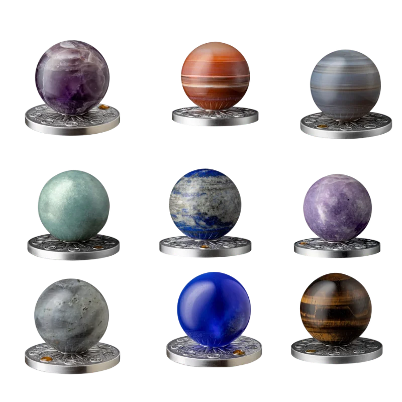 Solar System – Mars & Mercury & Earth & Jupiter & Uranus & Venus & Neptune & Moon & Saturn Silver Coin Set 9 x 2 Oz