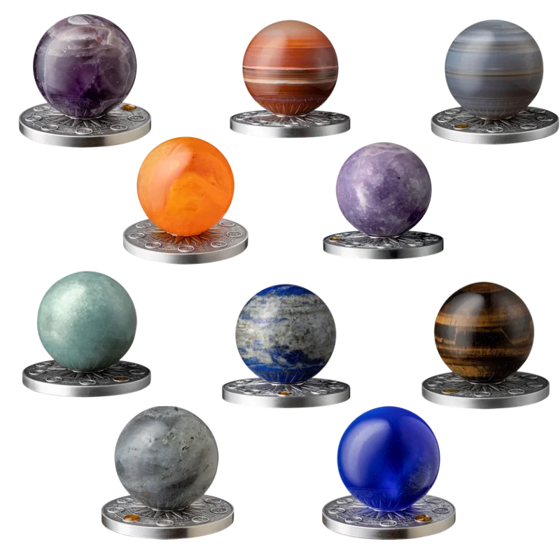 Solar System – Mars & Mercury & Earth & Jupiter & Uranus & Venus & Neptune & Moon & Saturn & Sun Silver Coin Set 10 x 2 Oz