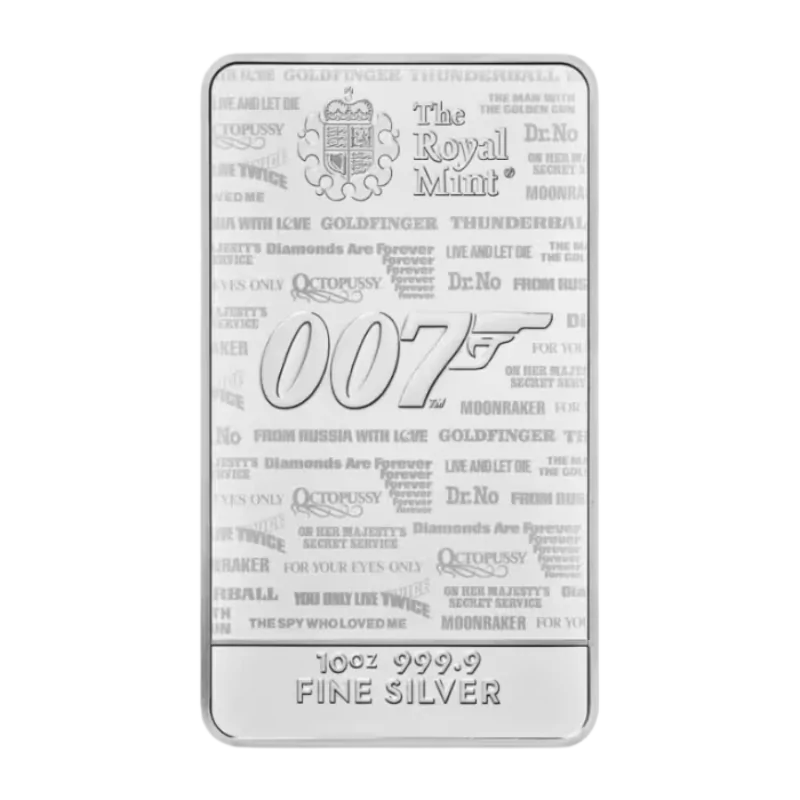 James Bond 007 - No Time To Die Silver Bar 10 0z 2020