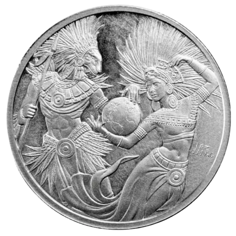 Aztec Yin Yang Silver Coin 1 Oz