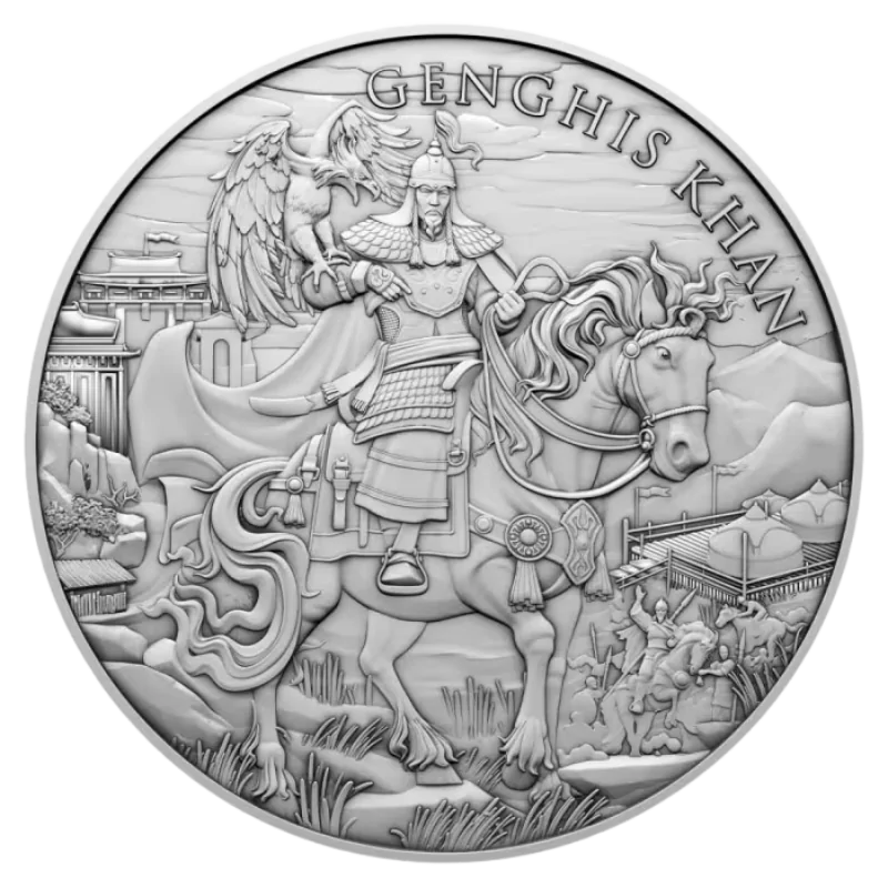 Legendary Warriors - Genghis Khan Silver Coin 1 Oz