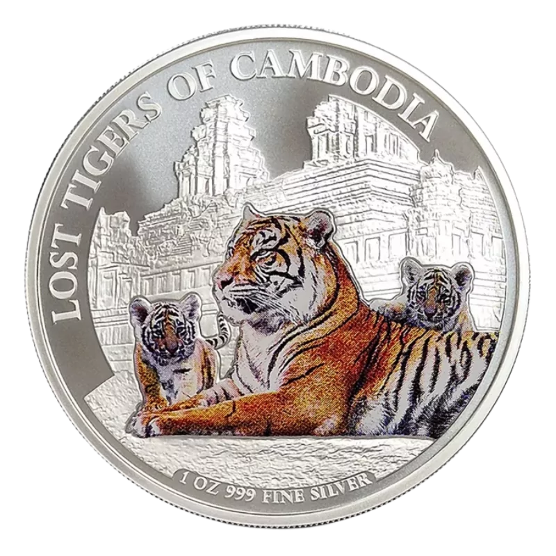Cambodia Wildlife - Lost Tigers Of Cambodia Silver Color Coin 1 Oz 2025