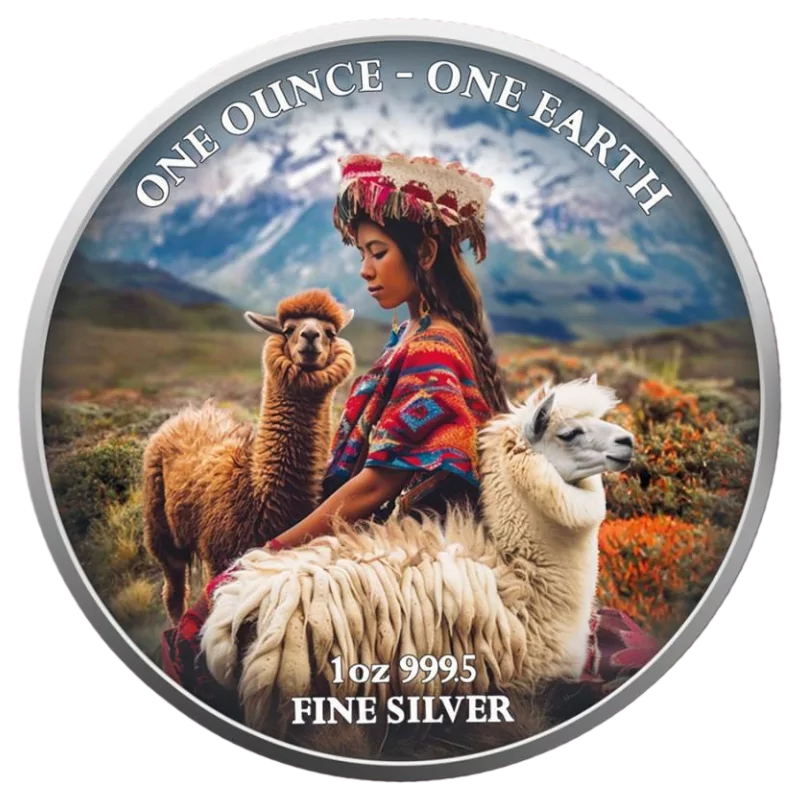 Fiji Continents Earth - South America Silver Color Coin UV 1 Oz 2022