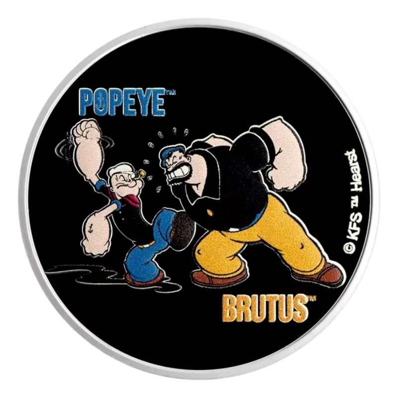 Popeye and Brutus Silver Color Coin 1 Oz 2024