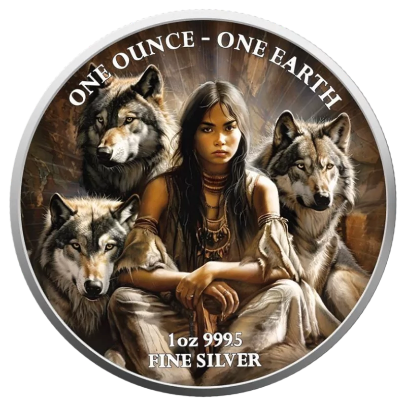 Fiji Continents Earth - North America Silver Color Coin UV 1 Oz 2022