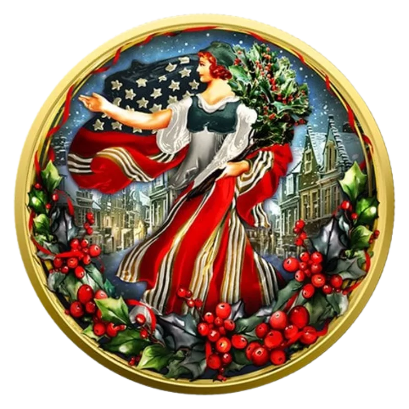 American Eagle - Merry Christmas USA Silver Color Coin 1 Oz 2024