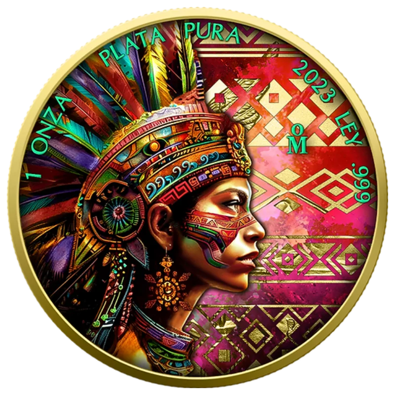 Aztec Empire - Aztec Women Mexico Libertad Silver Color Coin 1 Oz 2023