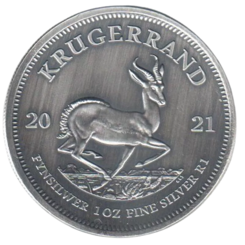 Krugerrand Silver Coin Antiqued 1 Oz 2021