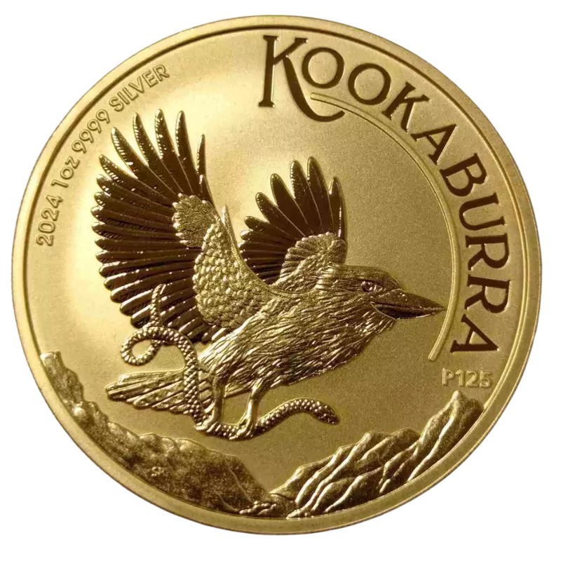 Australian Kookaburra Silver Full Gilded Coin 1 Oz 2024