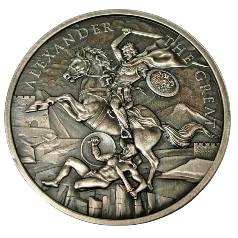 Legendary Warriors - Alexander The Great Silver Coin Antiqued 1 Oz