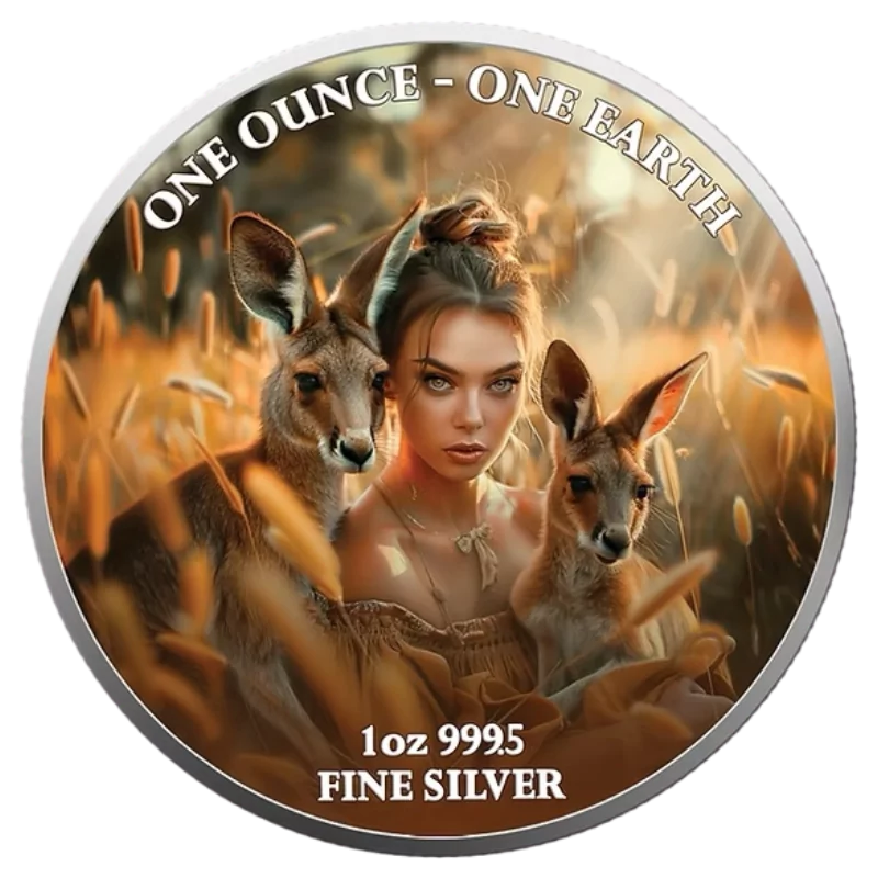 Fiji Continents Earth – Australia Silver Color Coin UV 1 Oz 2022