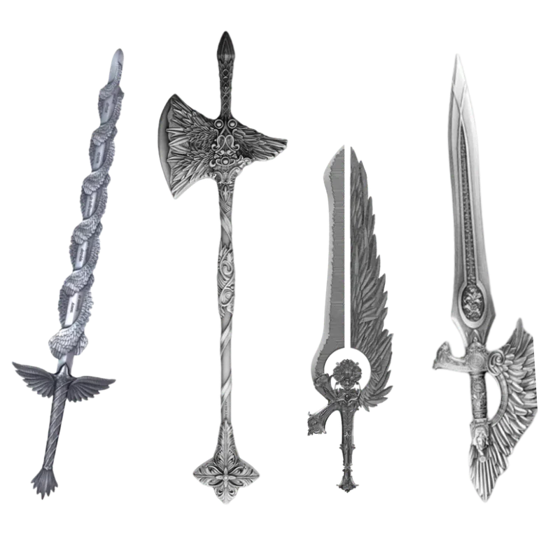 Sword of St. Michael & St. Gabriel & St. Uriel & The Halberd of Raphael Shaped Silver Bar Set 4 x 2.5 Oz