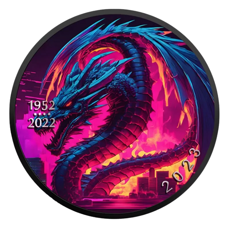 Maple Leaf - Cyberpunk Dragon Silver Coin 1 Oz 2023