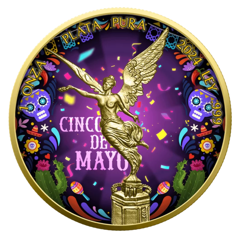 Libertad Cinco de Mayo Silver Gilded Color Coin 1 Oz 2024
