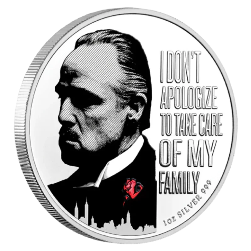 The Godfather 50th Anniversary Silver Red Rose Coin 1 Oz 2022