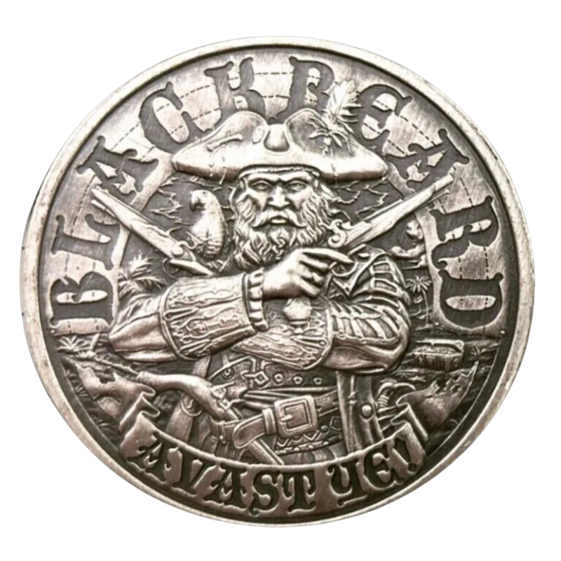 Pirate - Blackbeard Queen Anne's Revenge Silver Coin Antiqued 1 Oz