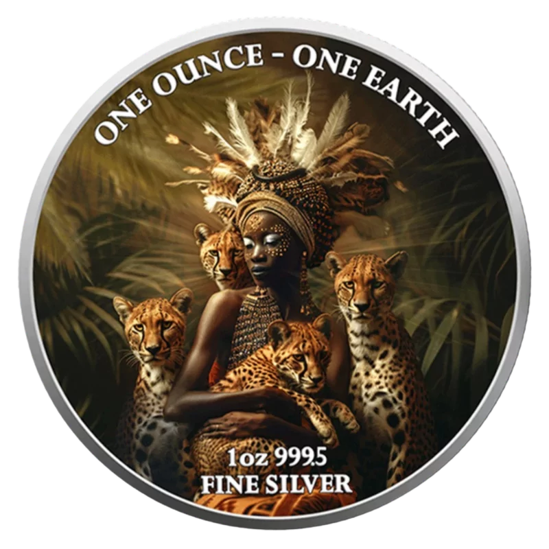 Fiji Continents Earth – Africa Silver Color Coin UV 1 Oz 2022